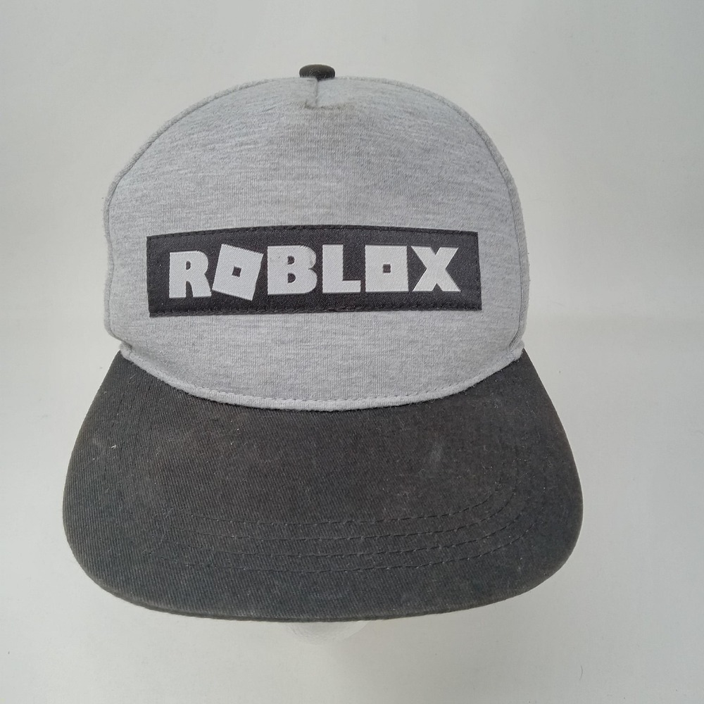 Roblox Hat Cap Snap Back Youth One‎ Size Gray Black Logo Graphic Gamer Gaming